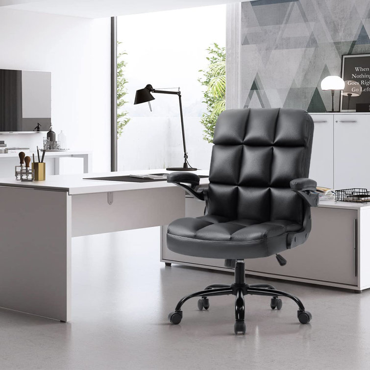 Wildon Home® Brown Leather Office Chair Wayfair